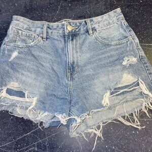 Pacsun Denim High Rise Festival Shorts Women's Blue Cutoff Distressed Sz 27"